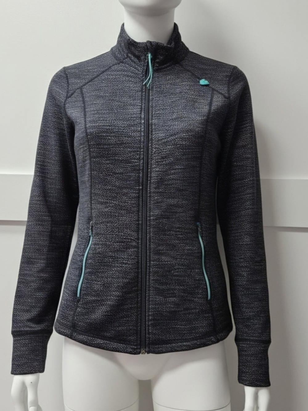 Tangerine Black Heather Workout Jacket with Aqua Trim